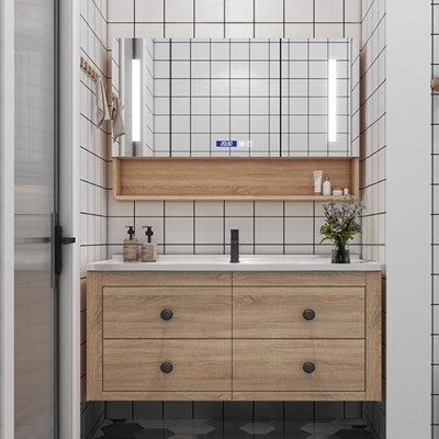 Log-style modern bathroom Vanity