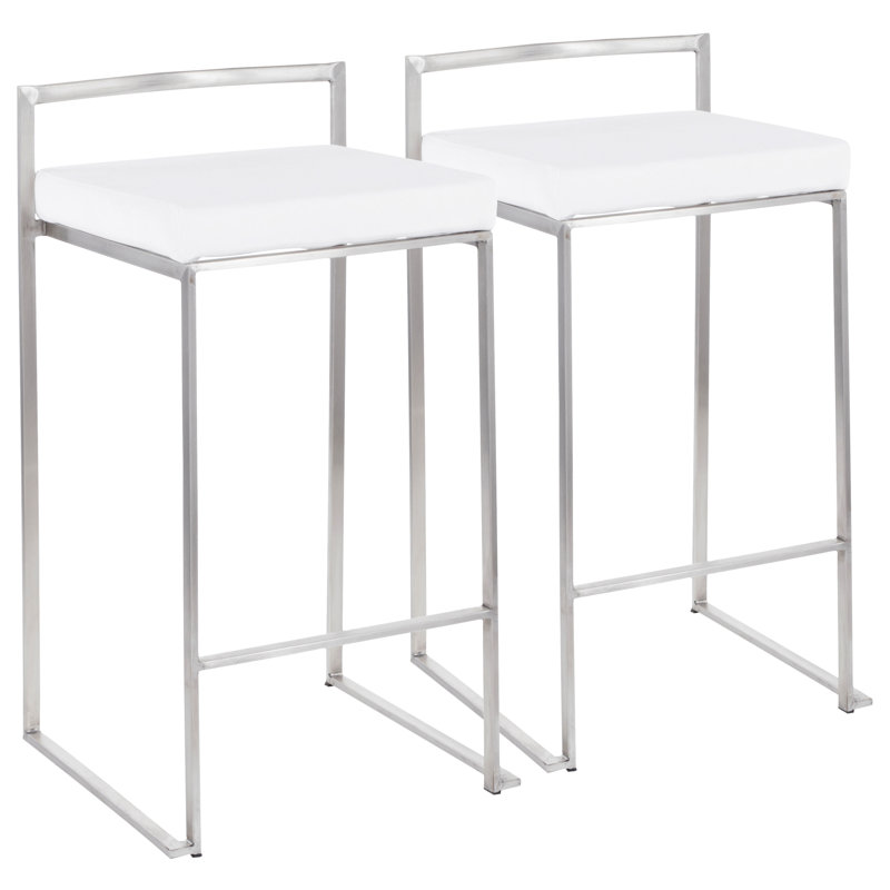 Tabouret de bar et de comptoir Derik, Acier inoxydable, Tabouret de comptoir (siège d'une hauteur de 27 p, Velours vert