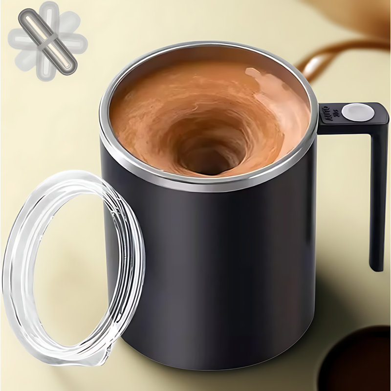 Tasse à mélange automatique avec mélangeur automatique, tasse électrique rechargeable pour café, thé, boissons protéinées et boissons chaudes ou froides, couvercle étanche