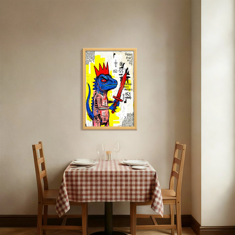 Animaux, dragon bleu avec couronne rouge et épée