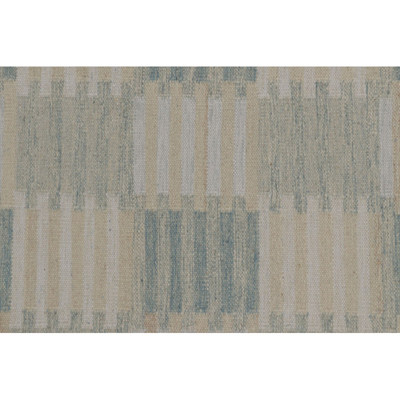 Scandinavian Wool Geometric Area Rug in White, Blue