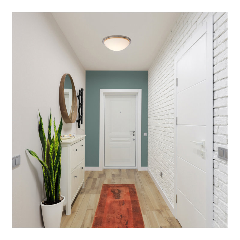 Glass LED Flush Mount, Brushed Nickel, 4" H x 13" W x 13" D