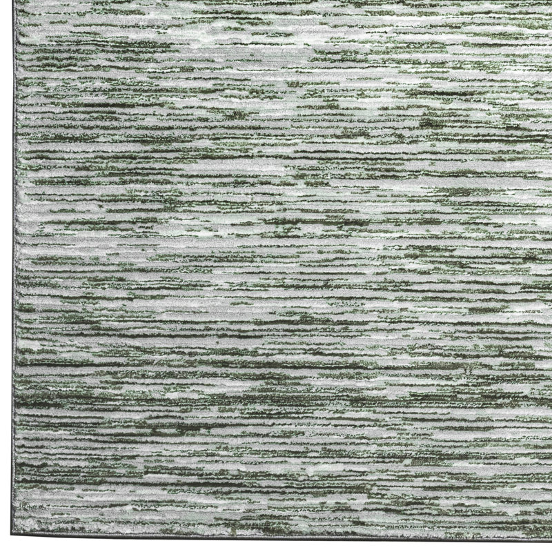 Davide 1228 Transitional Striated Green Area Rug, Rectangle 5'3" x 7'3"