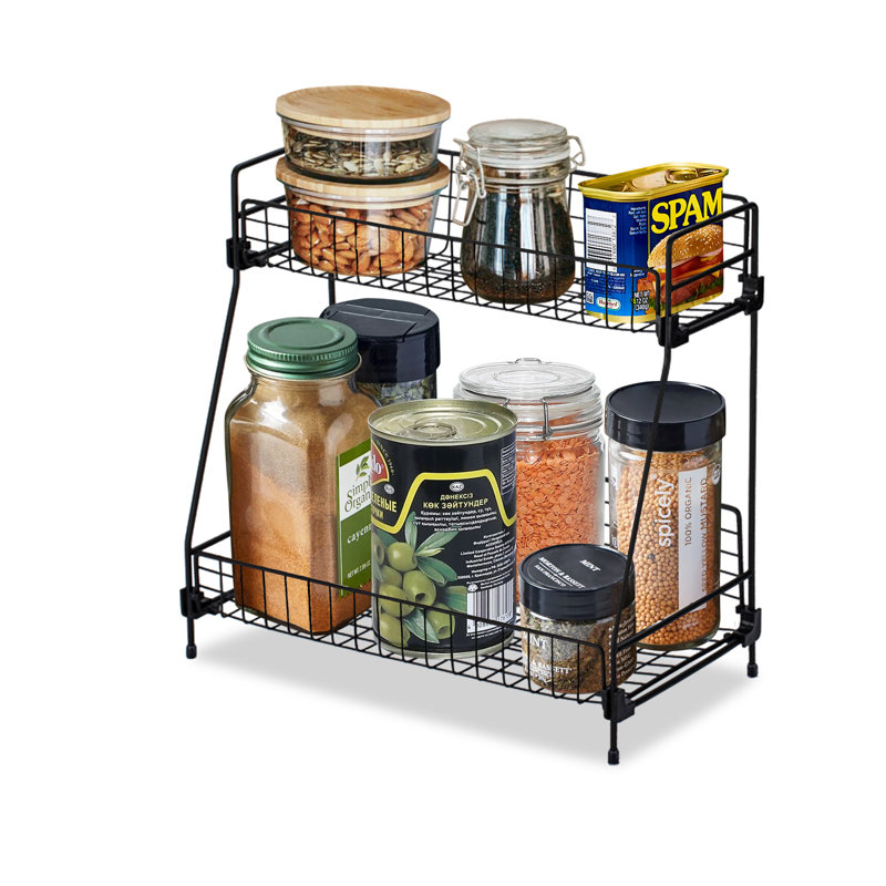 2 Tiers Spice Herb Jar Rack Holder Storage Organizer Counter Shelf