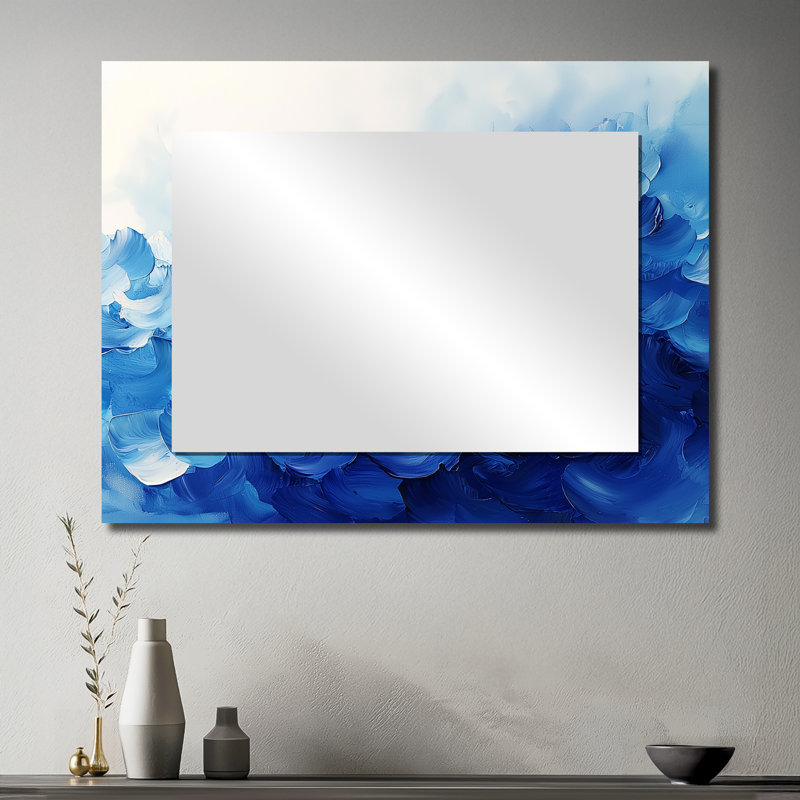 Bleu et blanc délicats pétales de fleurs II - art mural miroir fleurs - imprimé sur métal, 30" x 40"