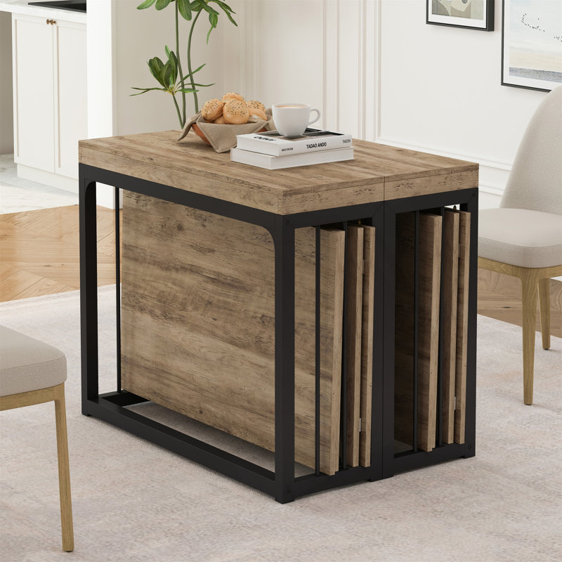 Table de salle à manger extensible 23,62 "- 118" moderne, pour 2 à 10 personnes, Chêne antique / noir