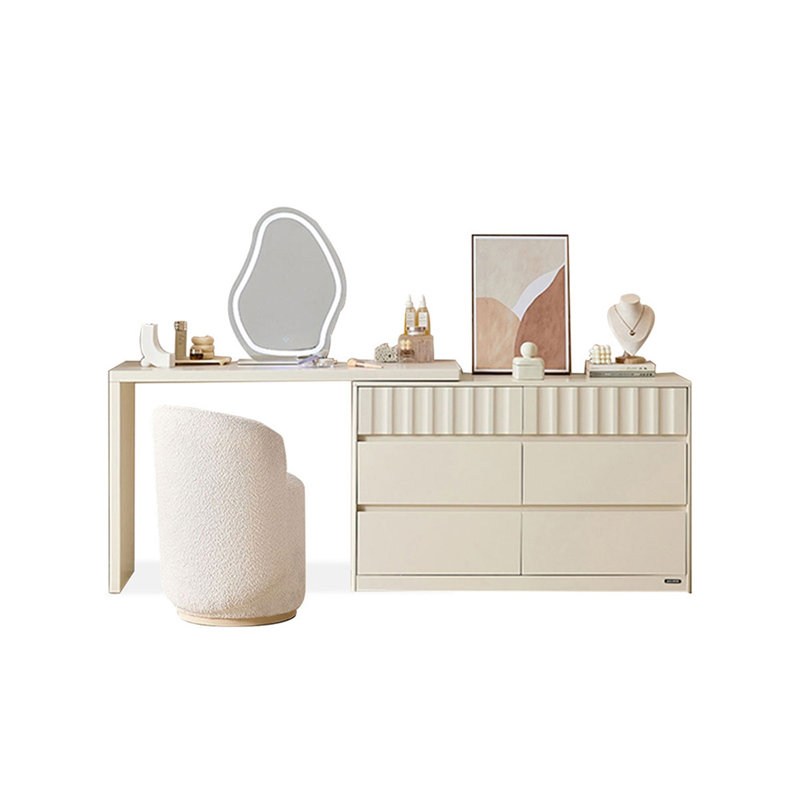 Coiffeuse avec miroir lumineux, 6 tiroirs, 1 chaise