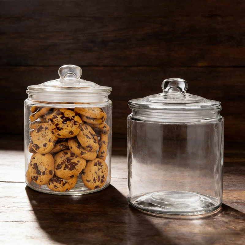 Pots de rangement en verre hermétiques avec couvercles, ensemble de 2 litres (68 oz), contenants de cuisine transparents pour la farine, les pâtes, le café, les collations, l'organisation de bonbons et de garde-manger