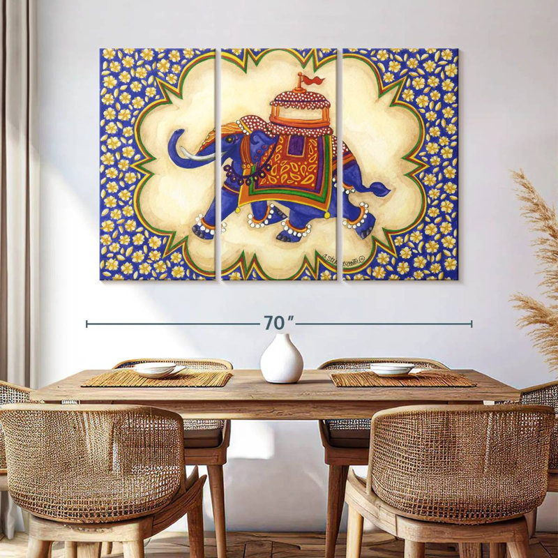 Brampt Elephant Cartouche Facing Left, 42" H x 65" W
