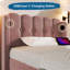 Velvet Grille-Panel Bed With Charging Station-459004538-459004539
