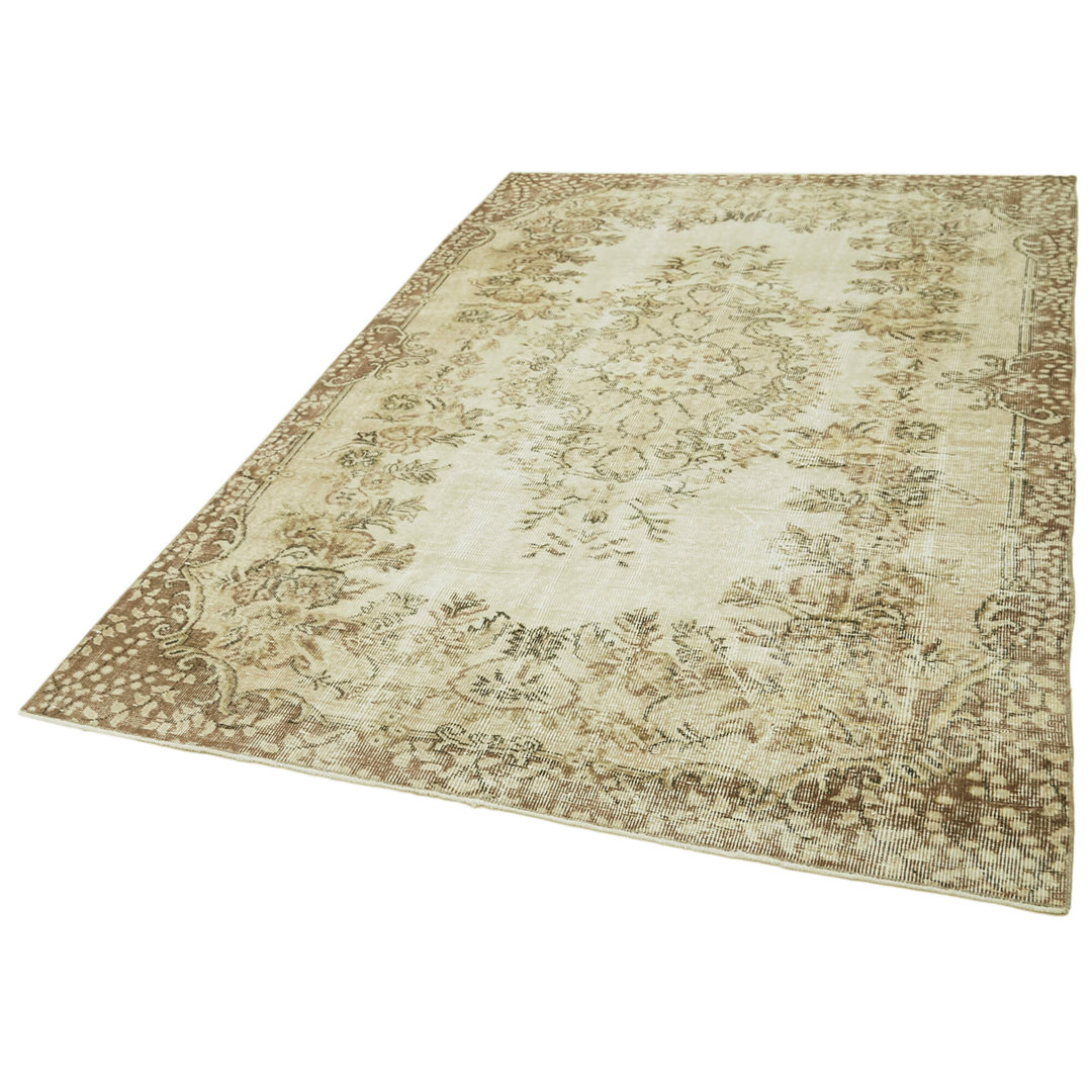 Vintage Beige Vintage Wool Handmade Area Rug