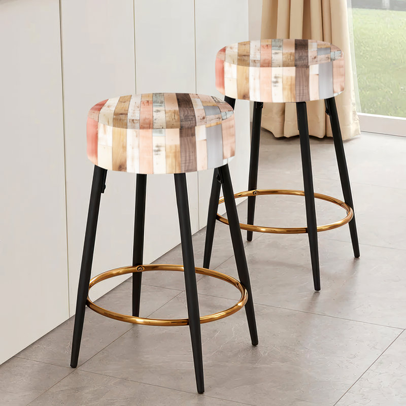 Ensemble de 2 tabourets rayés Farmhouse Planks