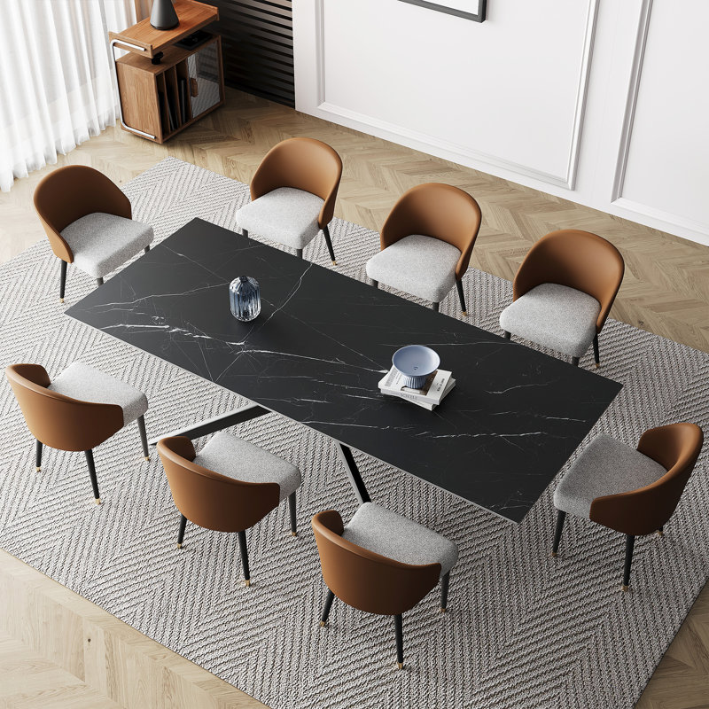 Table de salle à manger Majour , Noir, Orange / gris