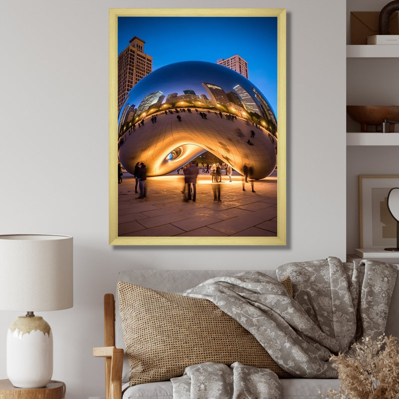 Iconic Chicago Skyline II, reproduction d'art sur toile, H 32 po x l 24 po x P 1 po, Encadrement doré