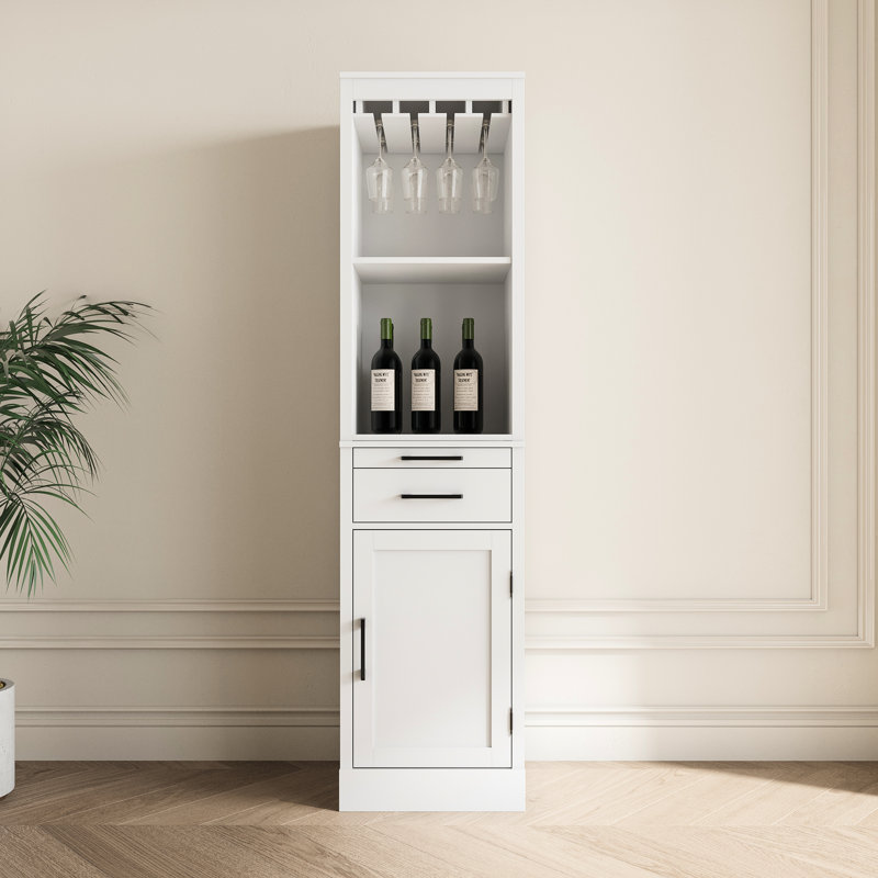 Armoire de rangement blanche modulaire pour le salon - Maximisez votre espace avec un buffet spacieux, un tiroir et une tablette, un rangement pour le vin, des décorations et un entretien facile