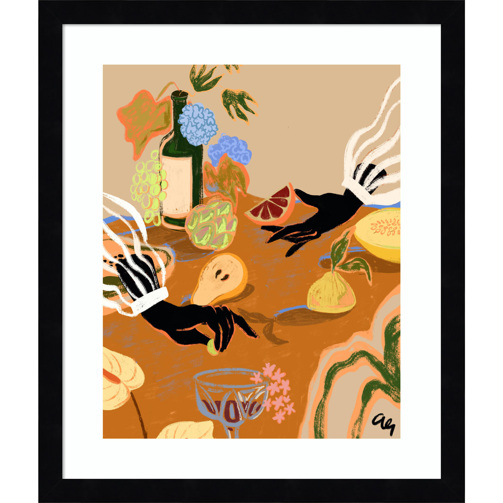Oberon "Handful of Love (Fruit)" Print, Black, 17" H x 15" W