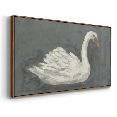 Cygne blanc / cygne noir II - Toile tendue avec châssis encadré - Prêt à être accroché