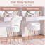Dossier de tabouret de coiffeuse blanc rond et rangement caché, fauteuil de maquillage pliable en fausse fourrure avec siège en mousse à mémoire de forme et structure en métal doré, petit-2011653970