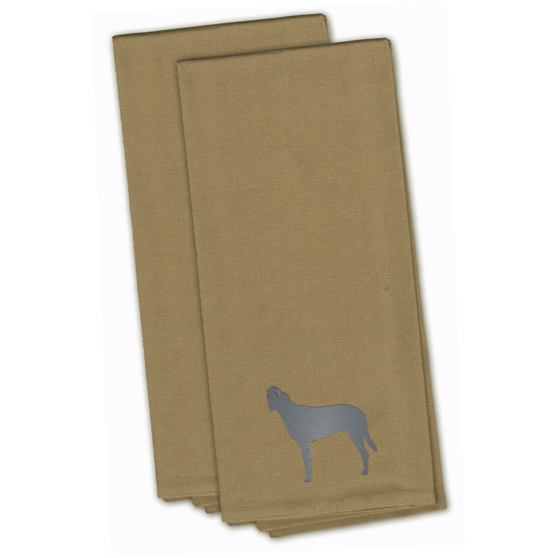 Serviette de cuisine en lévrier brodée irish, Brun clair, H 28 po x l 19 po x P 0,1 po