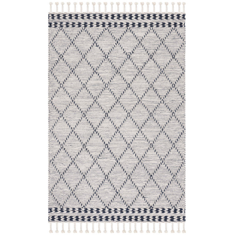 Dessiree Hand Woven Wool And Cotton Geometric Rug, Rectangle 5' x 8'