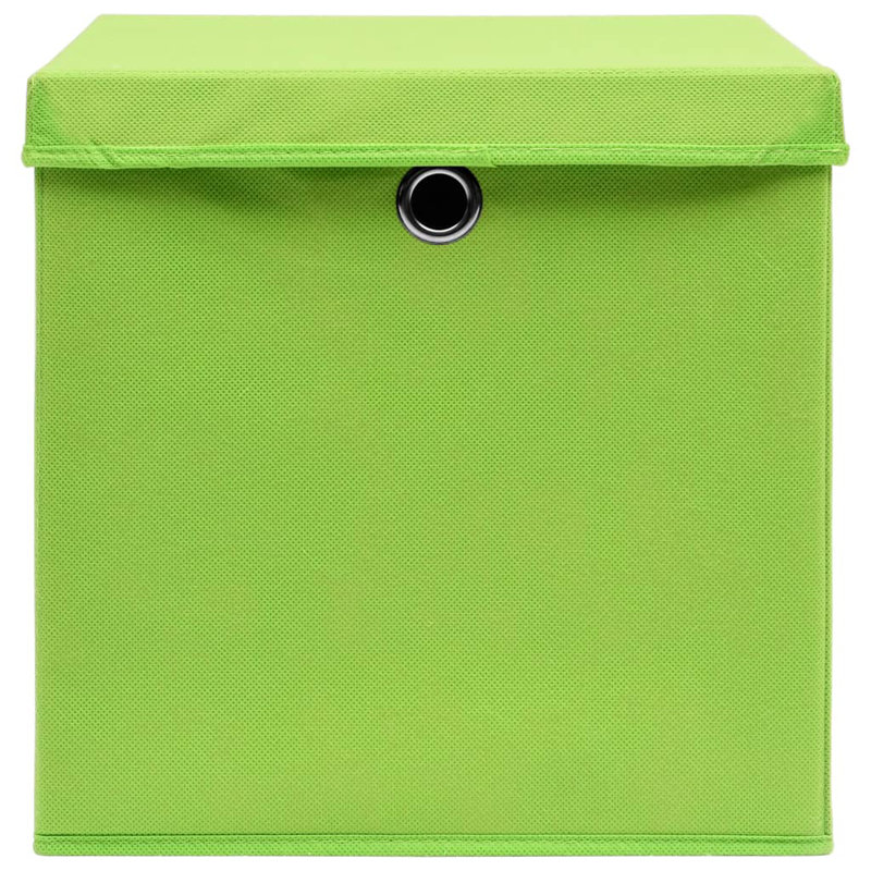 Storage Boxes with Lids Fabric, Green, 28cm H x 28cm W x 28cm D