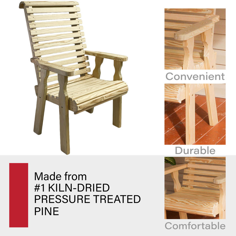 Chaise de patio robuste à haut dossier et à dossier roulé 600 lb, Sans finition
