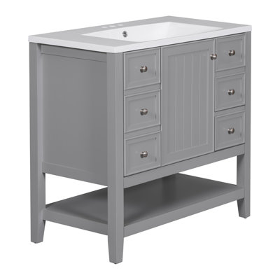 Meuble-lavabo en bois véritable durable avec lavabo en céramique et beaucoup de rangement parfait pour les salles de bain modernes