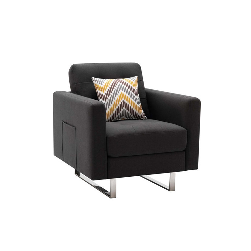 Fauteuil de canapé confortable et moelleux avec dossier robuste pour la détente, Lin gris foncé