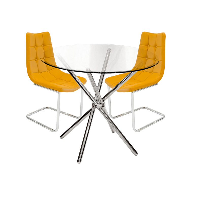 Derby 2 - Person Dining Set, Yellow, Chrome