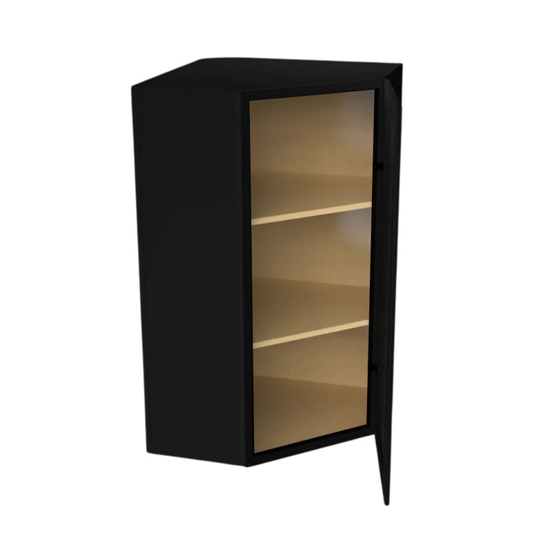 Mullion 24'' W Plywood Diagonal Wall Cabinet Ready-to-Assemble, 15" H x 24" W  x 12" D, Black