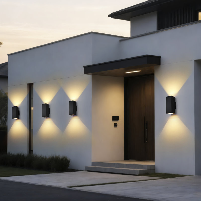 4-Pack Modern LED Square Up Down Outdoor Wall Lantern, IP65 Waterproof Outdoor Wall Light