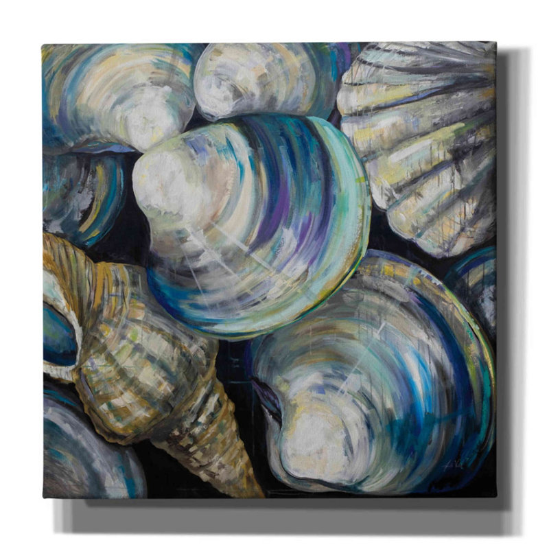 «Key West Shells» par Jeanette Vertentes, art mural sur toile, H 18 po x l 18 po x P 0,5 po