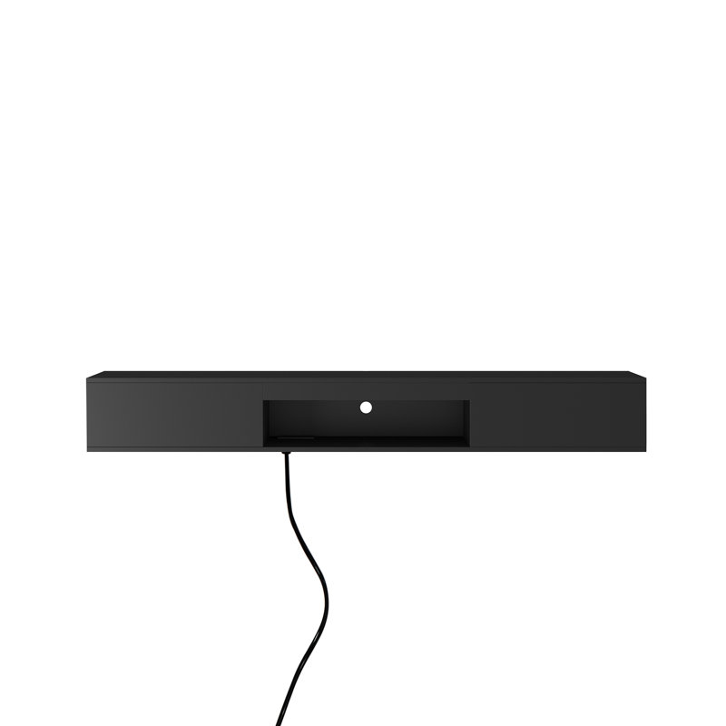 69 Inch Floating Wall Mounted TV Stand With 16 Color LED Lights, Modern Entertainment Center For 55 To 65 Inch Tvs, Black | Gift Idea