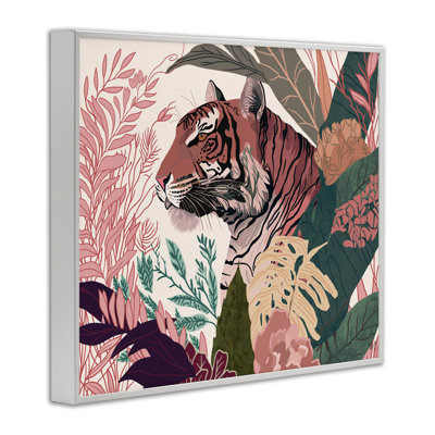 «Tiger Peeking from Leaves», estampe numérique par Fab Funky
