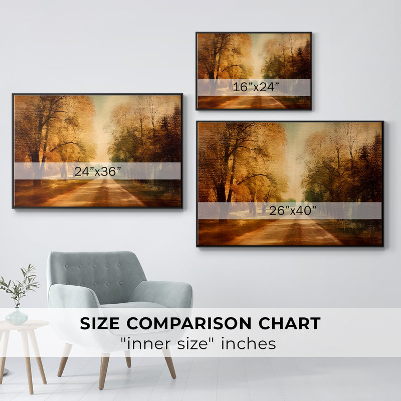 Paysage rétro CCXXII, Toile avec cadre flottant noir, 27" H x 41" W