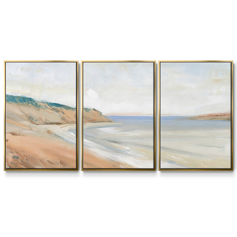 Étude de rivage I 3 pièces, Or, H 24 po x l 48 po x P 2 po