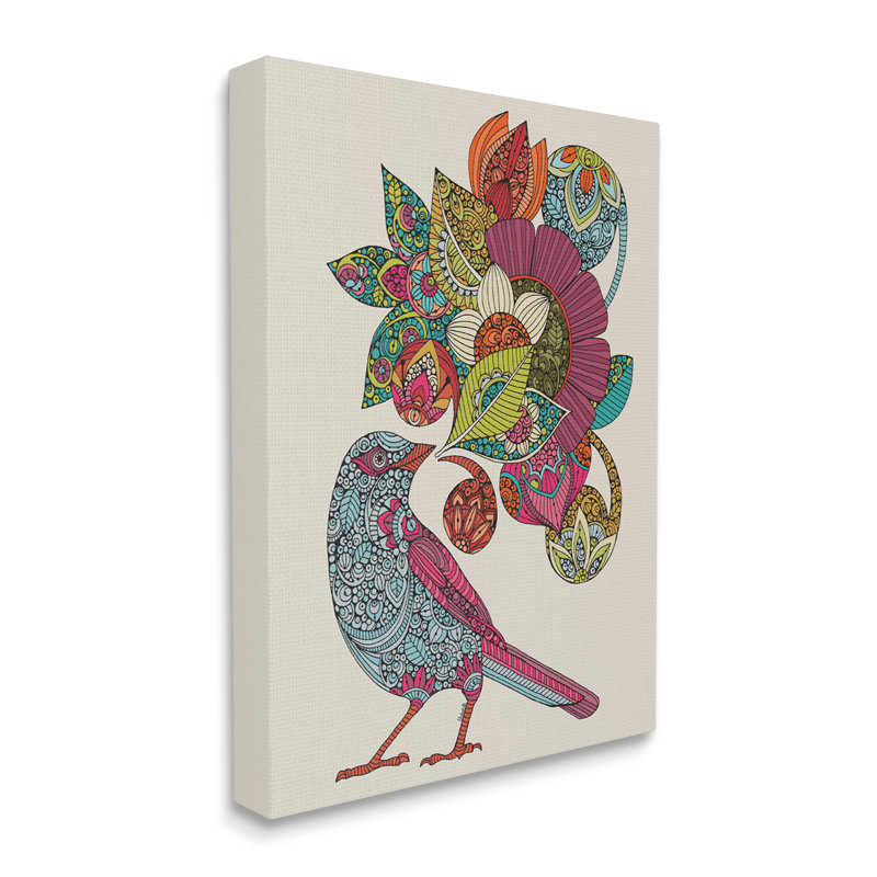 Colorful Abstract Song Bird Canvas Wall Art