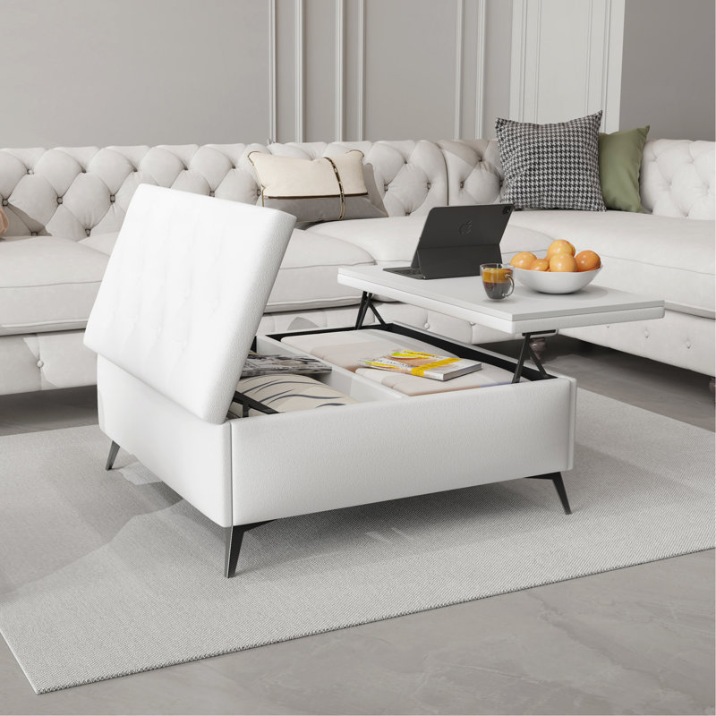 Versatile Storage Ottoman with Lift Top and Luxurious Seating, Ideal for Modern Living Spaces