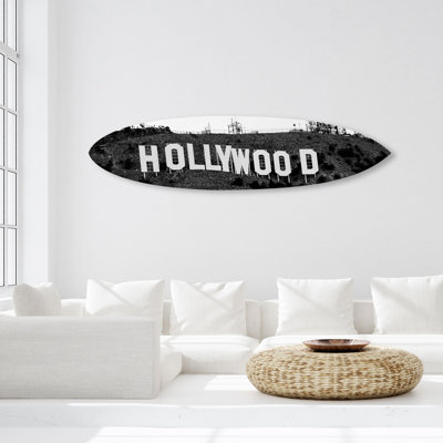 Hollywood Sign Surfboard Cities and Skylines Decorative Acrylic Surfboard by Oliver Gal