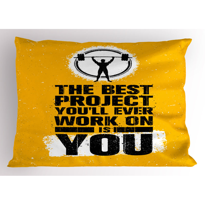 Ensemble de 2 taies décoratives Ambesonne Best Project is You Marigold - bleu foncé / blanc, H 20 po x l 26 po