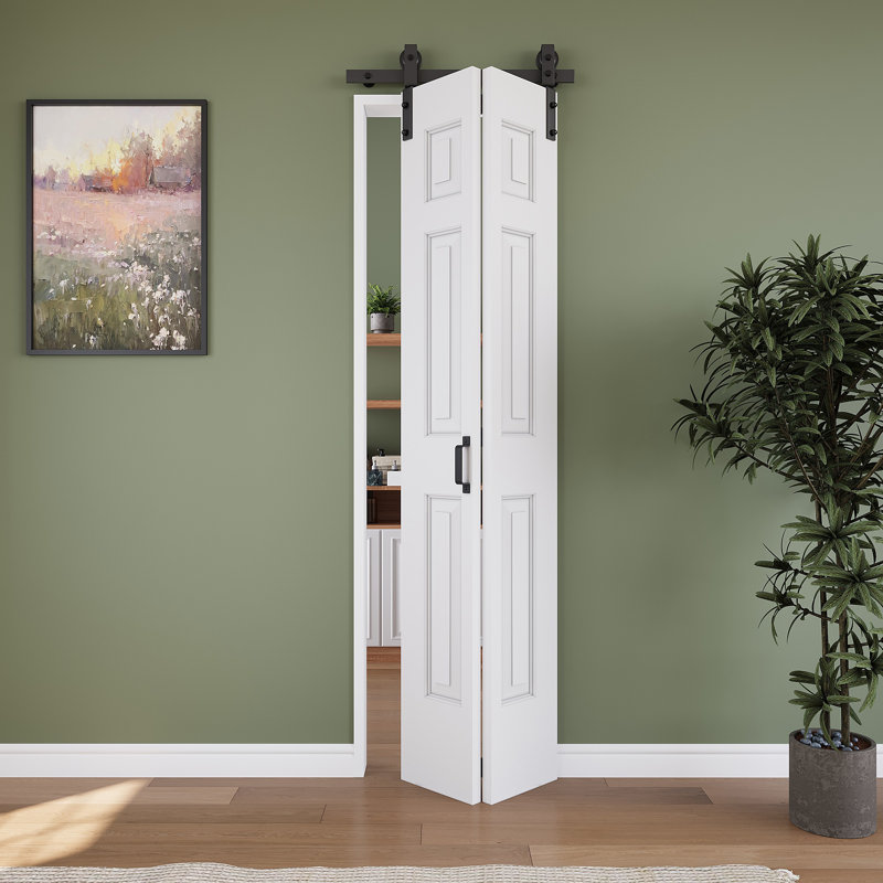 Closet Bi-fold Barn Door 6-Panelled Hollow Core Bi-Fold Barn Door 24" x 84" with Hardware Kit Included, Pre-Assembled Door Panels (Perfect for Closet Room,Pantry Room,Laundry Room,Bathroom and Other Small Rooms)