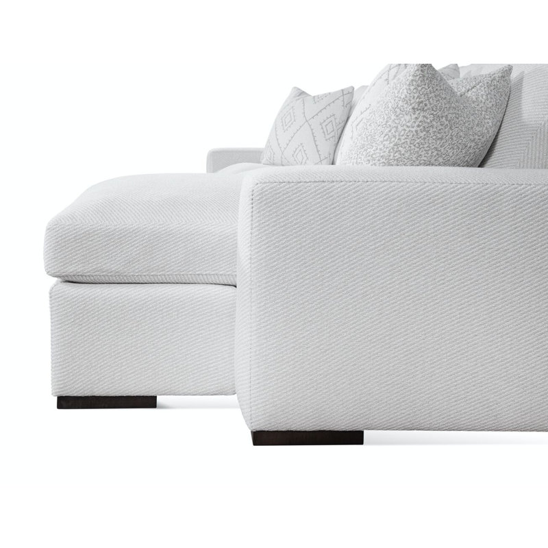 Memphis Upholstered Sectional, Right Hand Facing, Java, Sunbrella Beige Pinstripe; 6205-74