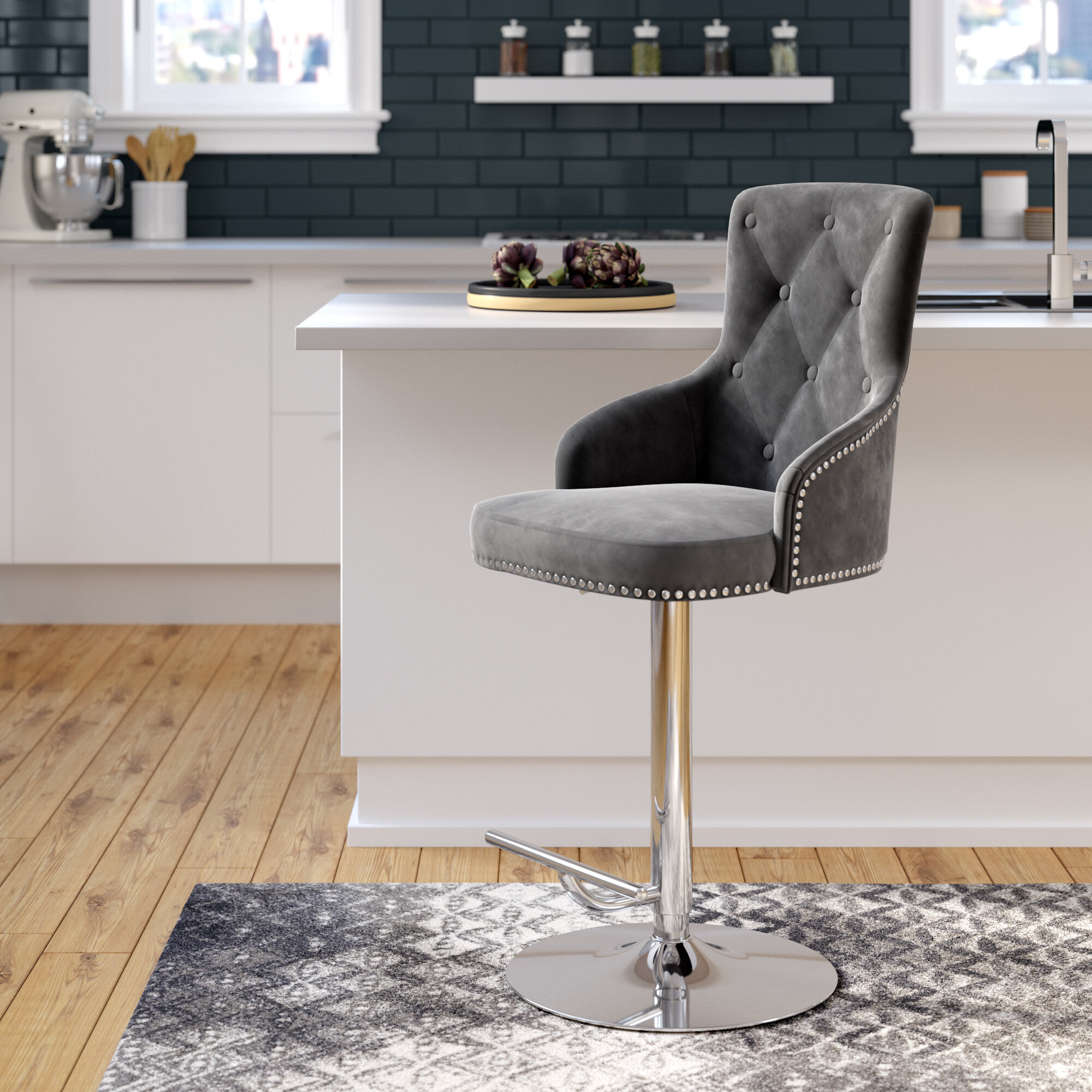 Bocana swivel adjustable store height bar stool