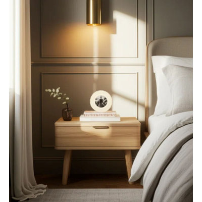 Joshwan Picture Frame Resin Wood Round Textured Design Decorative Finish for Home Office Bedroom Living Room Display - 1" Ivory & Tan