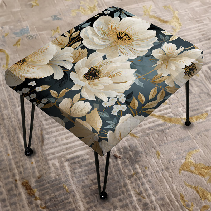 Blanc Begonia Botanicals Collage - Repose-pieds rectangulaire floral