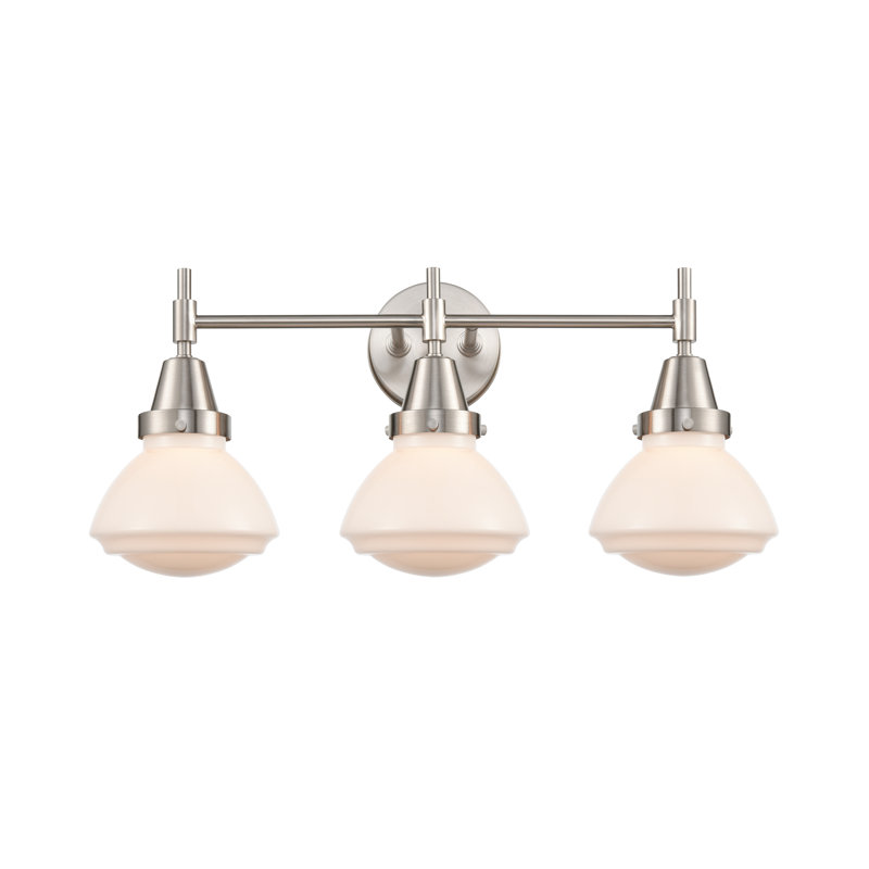 Éclairage pour meuble-lavabo à 3 lumières à intensité variable Gayle, Blanc mat, Nickel satiné, Ampoule DEL 4 watts rétro
