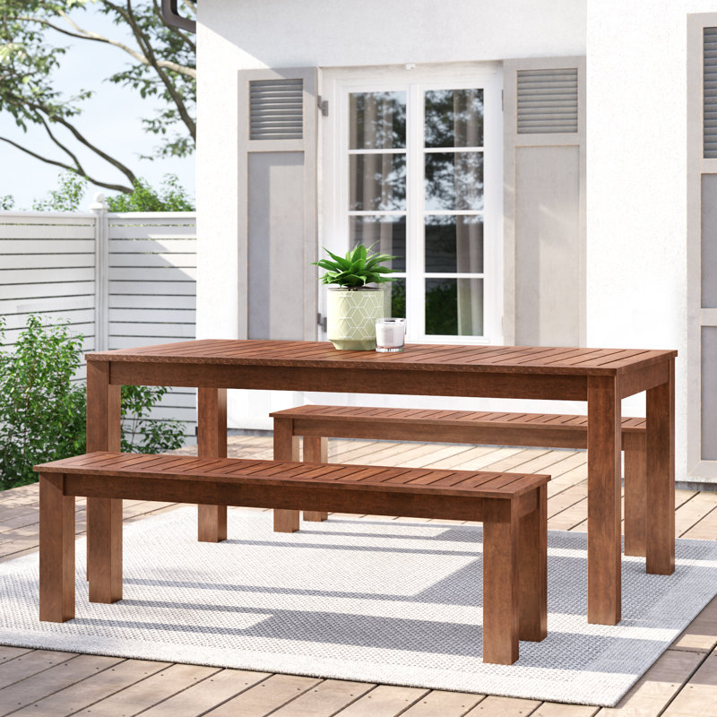 Bronius 4 - Person Acacia Wood Patio Dining Set with Rectangular Table