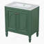 Meuble-lavabo 30 po avec lavabo, deux portes avec tablette, charnières de porte à fermeture en douceur, style rétro, vert
