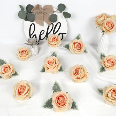 16 pièces de fleurs artificielles en velours rose de 3,93 po en vrac avec de vraies fleurs en soie pour bricolage bouquet de mariage arrangement floral maison fête décorations de jardin