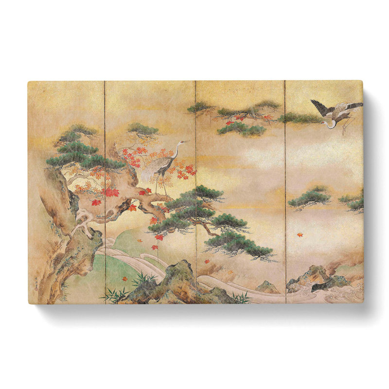 The Cranes Beside A Lake by Hashimoto Gaho - Wrapped Canvas Painting, 35cm H x 50cm W x 3cm D